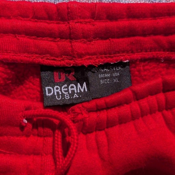 DREAM USA Red Acrylic Cargo Jogger Sweatpants Men's Size XL Drawstring Comfort - Picture 2 of 7